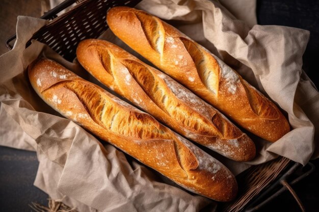 Baguette oder Baguette im Küchentisch, professionelle Werbung für Lebensmittelfotografie