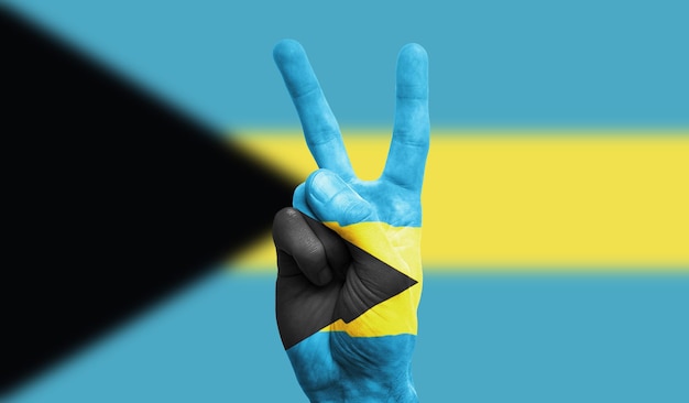 Bahamas-Flagge auf einem Vintage-Lederkoffer