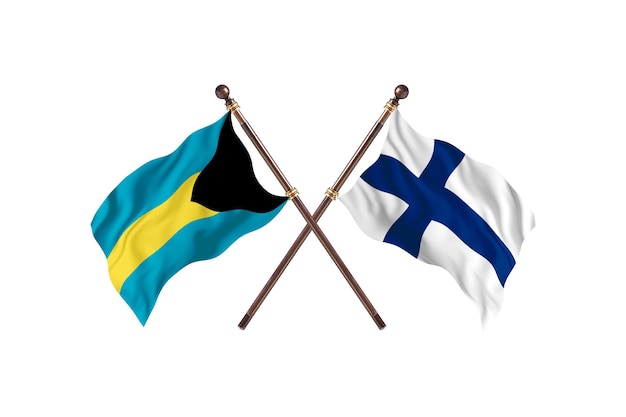 Bahamas gegen Finnland zwei Länder Flaggen Hintergrund