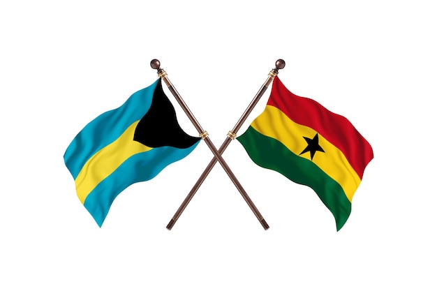 Bahamas gegen Ghana zwei Länderflaggen Hintergrund