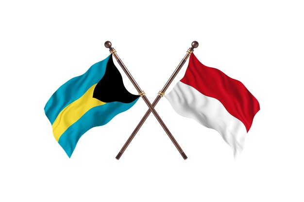 Bahamas gegen Monaco zwei Länder Flaggen Hintergrund