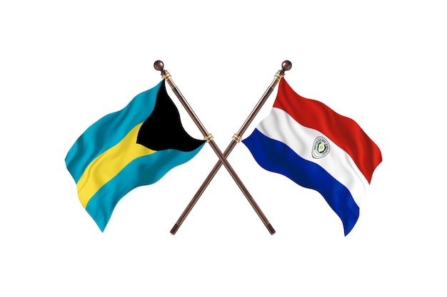 Bahamas gegen Paraguay zwei Länderflaggen Hintergrund