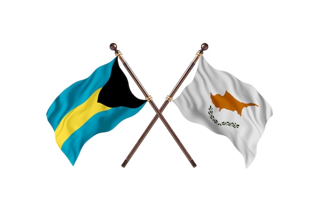 Bahamas gegen Zypern zwei Länder Flaggen Hintergrund