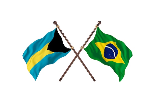 Bahamas versus Brasil Fundo de bandeiras de dois países