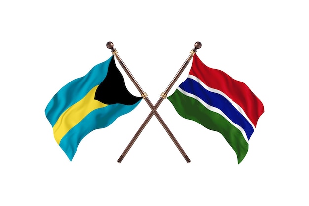 Bahamas versus Gâmbia Fundo de Bandeiras de Dois Países