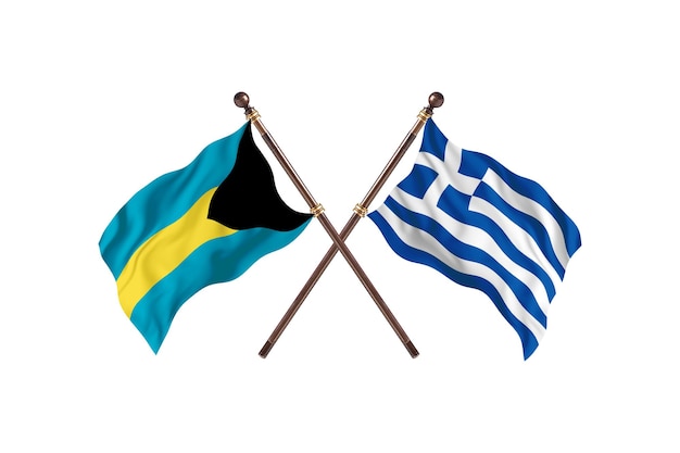 Bahamas versus Grécia Fundo de bandeiras de dois países