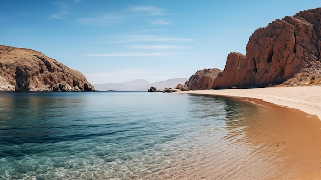 Bahía aislada con aguas tranquilas y arenas doradas