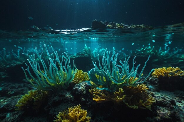 Bahía costera submarina bioluminescente