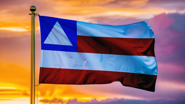 Bahia ondeando una bandera contra un cielo nublado