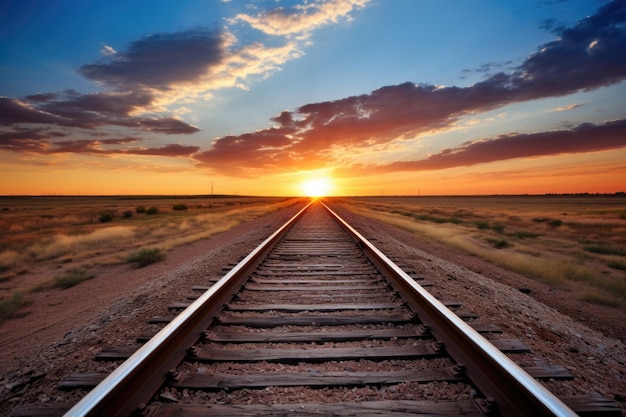 Foto bahngleise führen in den horizont