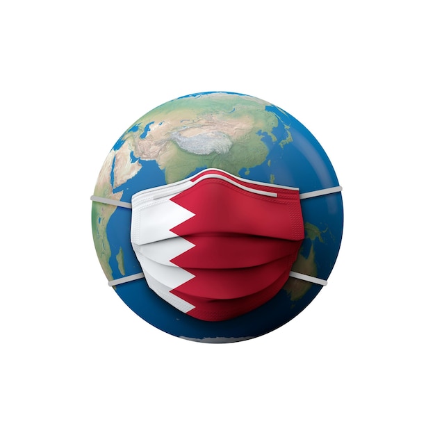 Bahrain-Flagge medizinische Schutzmaske d-Rendering