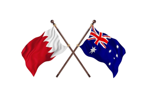 Bahrain gegen Australien zwei Länder Flaggen Hintergrund