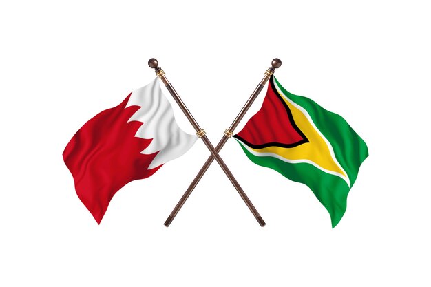 Bahrain gegen Guyana Zwei Länder Flaggen Hintergrund