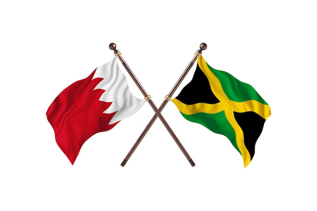 Bahrain gegen Jamaika zwei Länder Flaggen Hintergrund