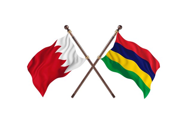 Bahrain gegen Mauritius zwei Länderflaggen Hintergrund