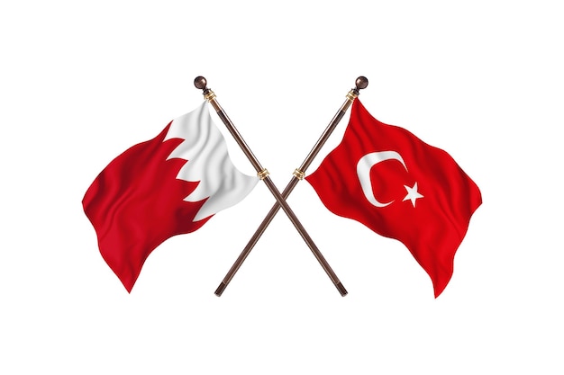 Bahrein frente a Turquía dos países banderas fondo