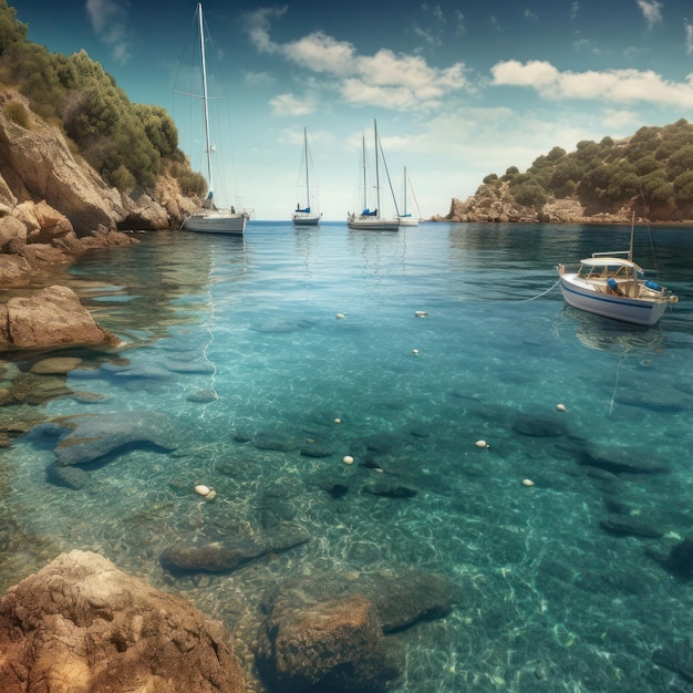 Baía com barcos à vela