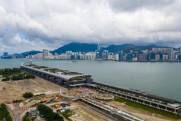 Baía de Kowloon, Hong Kong 02 de junho de 2019: cidade de Hong Kong