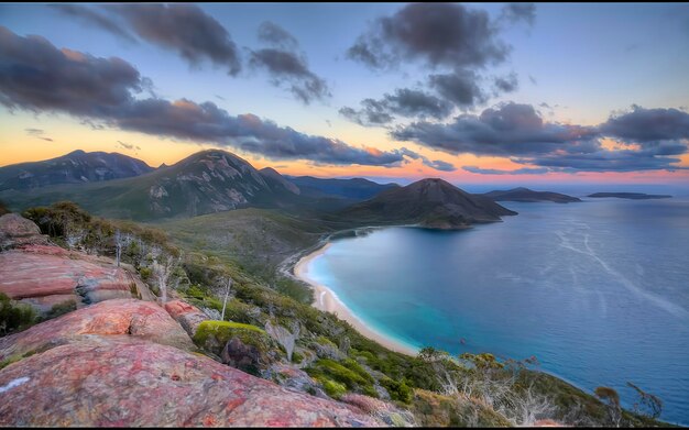 Foto baía de wineglass, na tasmânia, austrália