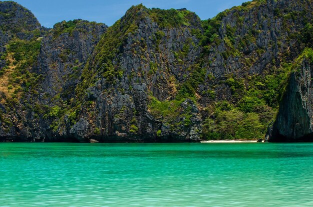 Baía Maya Bela praia na ilha de Phi Phi, Tailândia, março de 2024