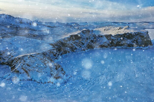 baikal olchon winterlandschaft, berge, steine russland blick