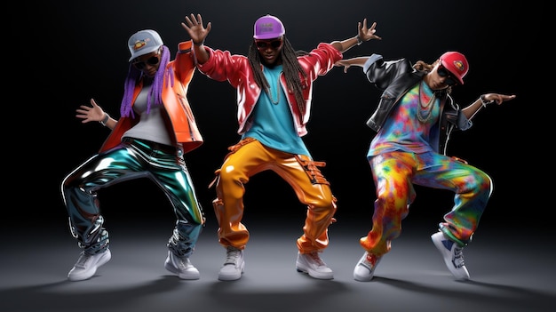 Foto bailantes de hip hop de adolescentes en 3d