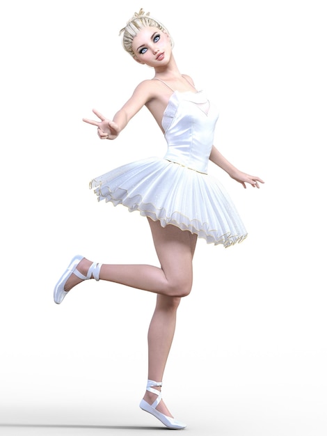 bailarina 3D em tutu branco