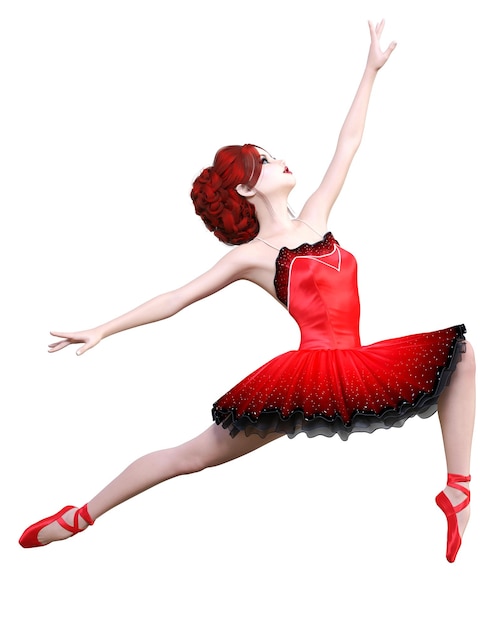 bailarina 3D em tutu vermelho