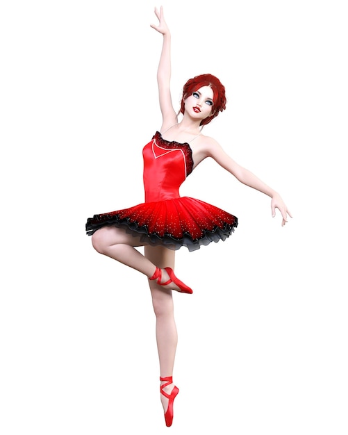 bailarina 3D em tutu vermelho