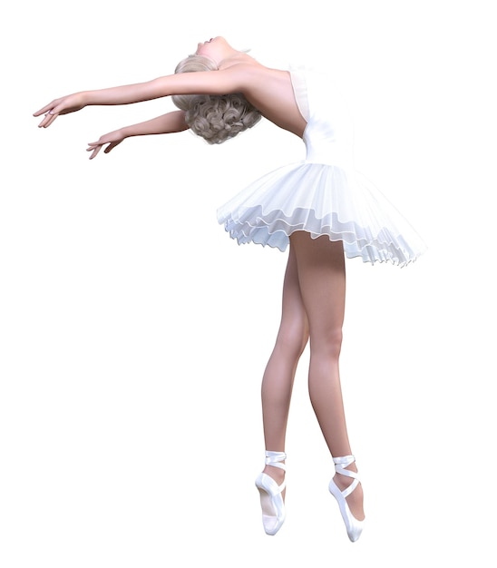 Foto bailarina 3d en tutú blanco