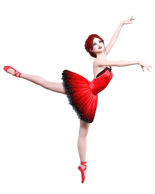 bailarina 3D en tutú rojo