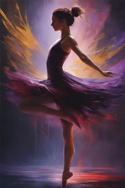 Bailarina en acción ilustración de imagen de cuerpo completo