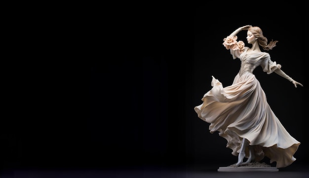 bailarina bailando en vestido largo de seda