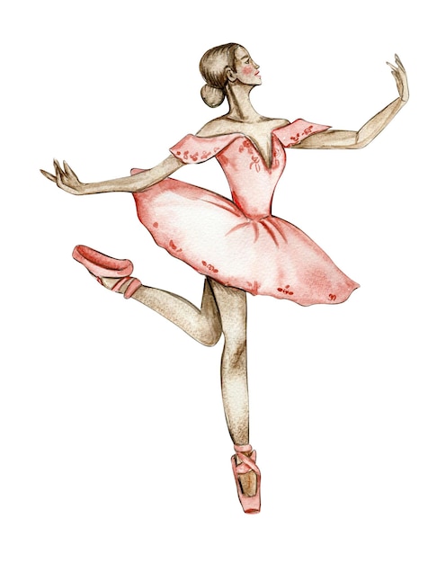 Bailarina de baile acuarela en vestido rojo Bailarina de baile aislado