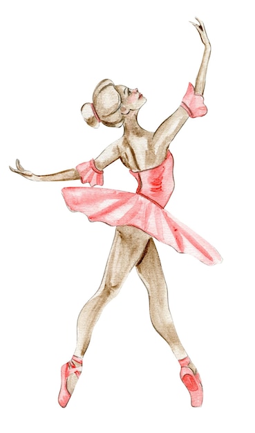 Bailarina de baile acuarela en vestido rojo Bailarina de baile aislado