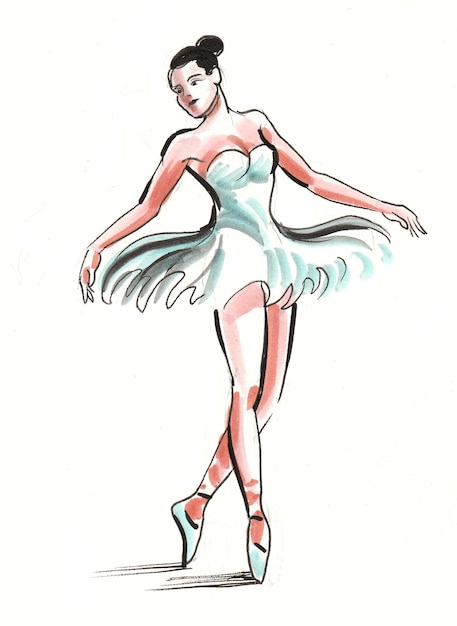 Bailarina de baile. dibujo a tinta