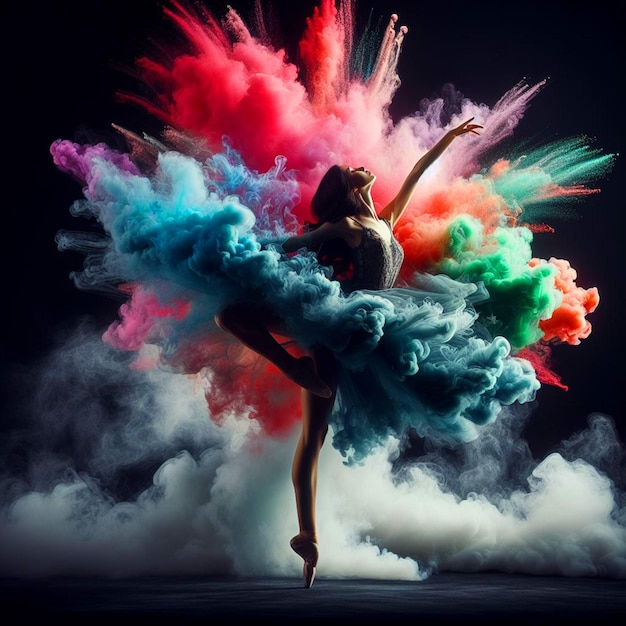 Foto bailarina de ballet con fondo de humo