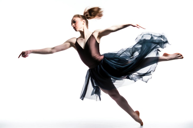 Una bailarina de ballet se muestra en un estudio.