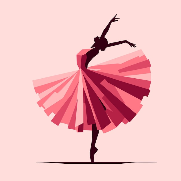 Bailarina de ballet con un vestido rosa bailarina ilustración vectorial pose de puntillas artista de ballet