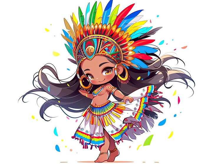 Bailarina brasileña tradicional estilo Chibi