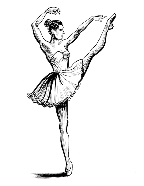 Bailarina dibujando en blanco y negro