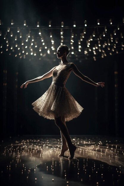 Bailarina elegante em pose de dança criada com IA generativa