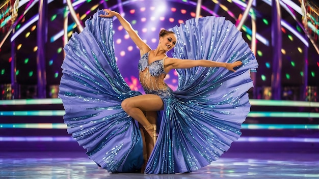 Bailarina enérgica dinámica de luz glamurosa