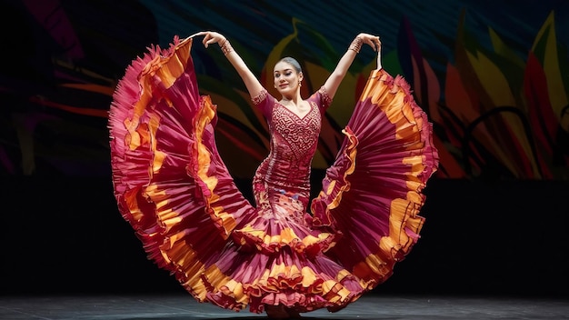 Bailarina de flamenco con un hermoso vestido