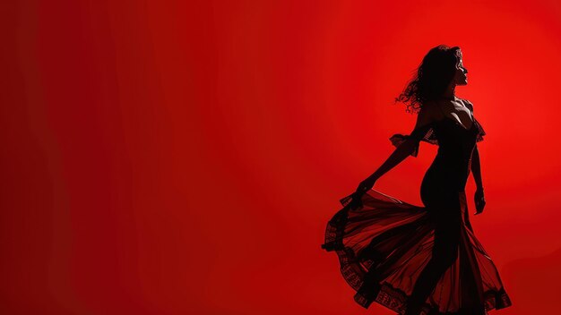 Foto bailarina de flamenco mujer fondo rojo