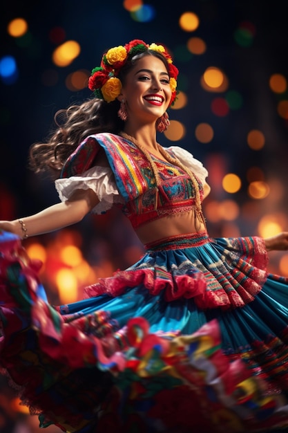 Bailarina en ropa tradicional mexicana