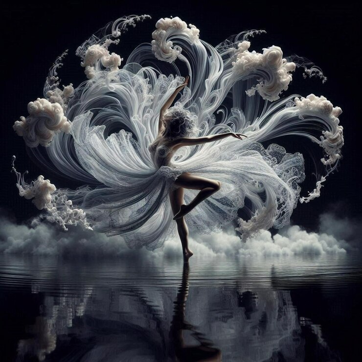 una bailarina con un vestido blanco