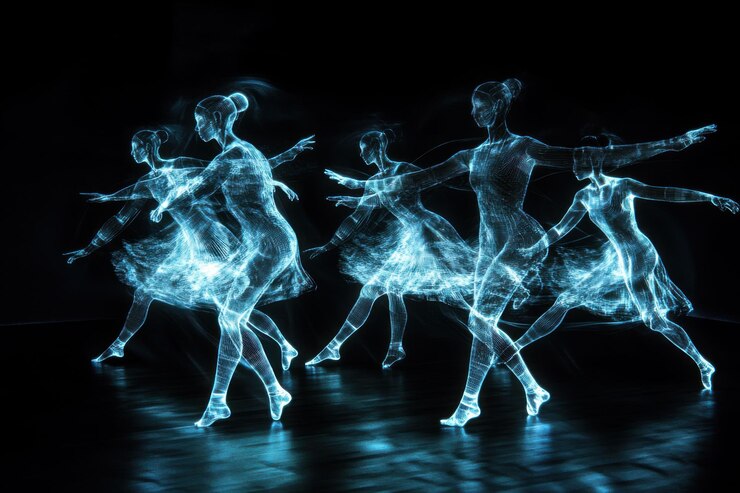 Foto las bailarinas futuristas en movimiento
