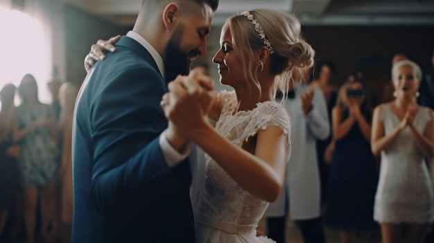 Baile Celebración de bodas Pareja de recién casados IA generativa