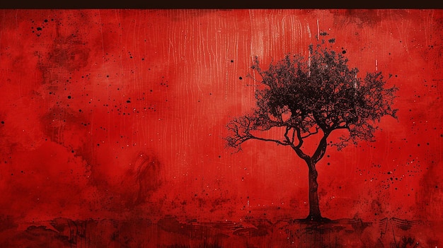 Baird con fondo rojo de árbol